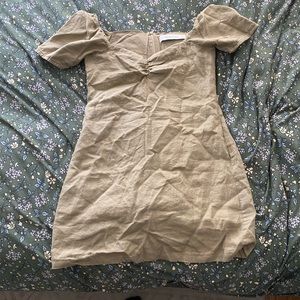 Tan Puff Sleeve Dress